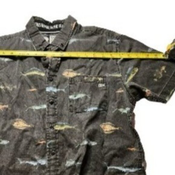 Shirt Salty Crew Button Up Short Sleeve Black Fish Mens Small fisherman ocean - Picture 5 of 7